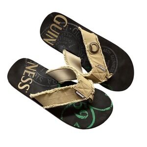 Guinness Flip Flops Sandals Men Beer Theme Black Tan Size